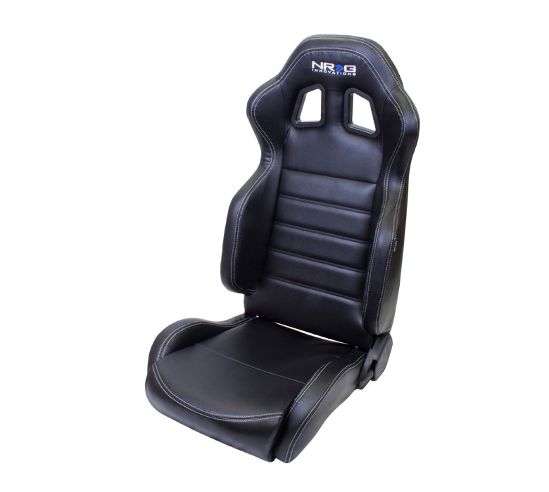 NRG リクライニングレーシングシート ブラック／ホワイトステッチ 左右2脚セット RSC-208L/R