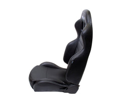 NRG リクライニングレーシングシート ブラック／ホワイトステッチ 左右2脚セット RSC-208L/R
