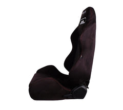NRG Type Rスタイル リクライニングレーシングシート ブラックスエード／レッドステッチ 左右2脚セット RSC-220L/R