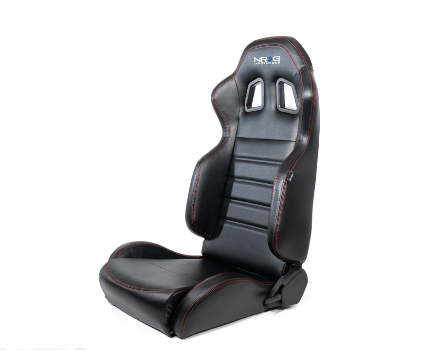 NRG リクライニングレーシングシート ブラック／レッドステッチ 左右2脚セット RSC-208-1L/R