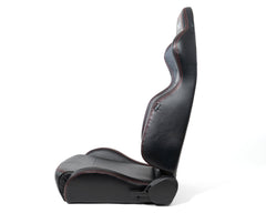 NRG リクライニングレーシングシート ブラック／レッドステッチ 左右2脚セット RSC-208-1L/R