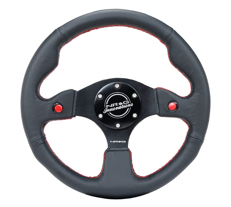 NRG 320mm デュアルボタン レザーステアリング RST-007R