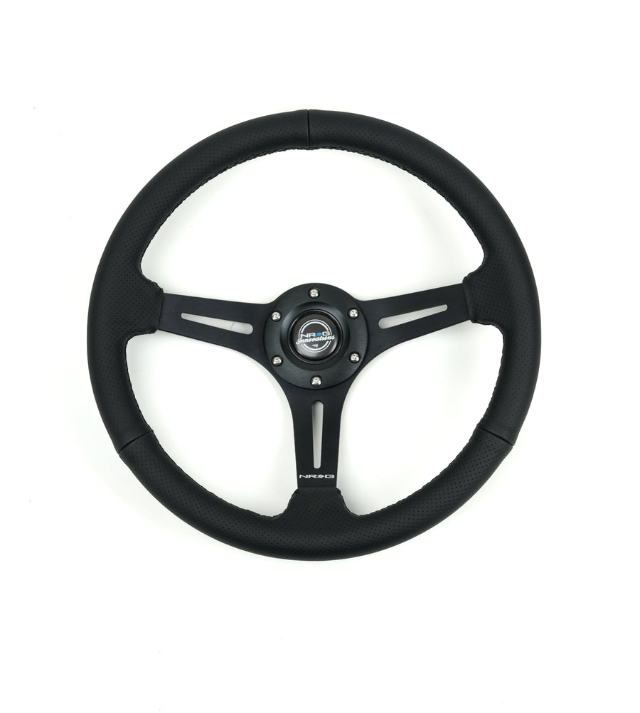 NRG 350mm 2.5インチディープ スリット入りパンチングレザーステアリング RST-030PR-BK